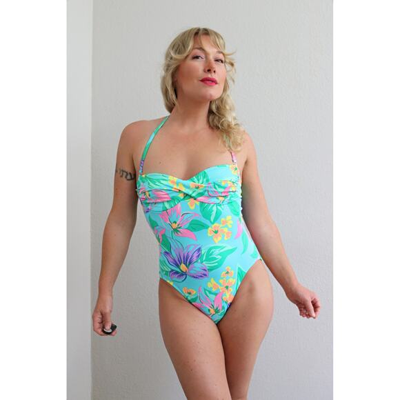 Azul Other - 1980's Vintage Azul Tropical Halter Swimsuit Women's Extra Small to Small XS SM